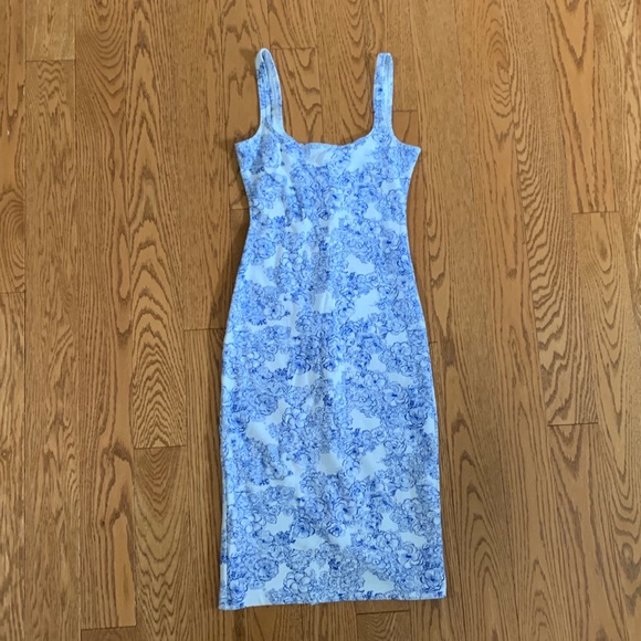 White and Blue Floral American Apparel Tank Dress✨ - Picture 1 of 5